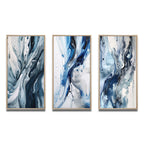 Designart Blue And Grey Ethereal Elixir III Abstract Framed Wall Art Set Of 3 Frame Canvas Set For Living Room Decor