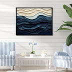 Designart Blue And White Coastal Wave S Edge Coastal Minimalism Blue Wall Decor Coastal Living Room Framed Canvas Art
