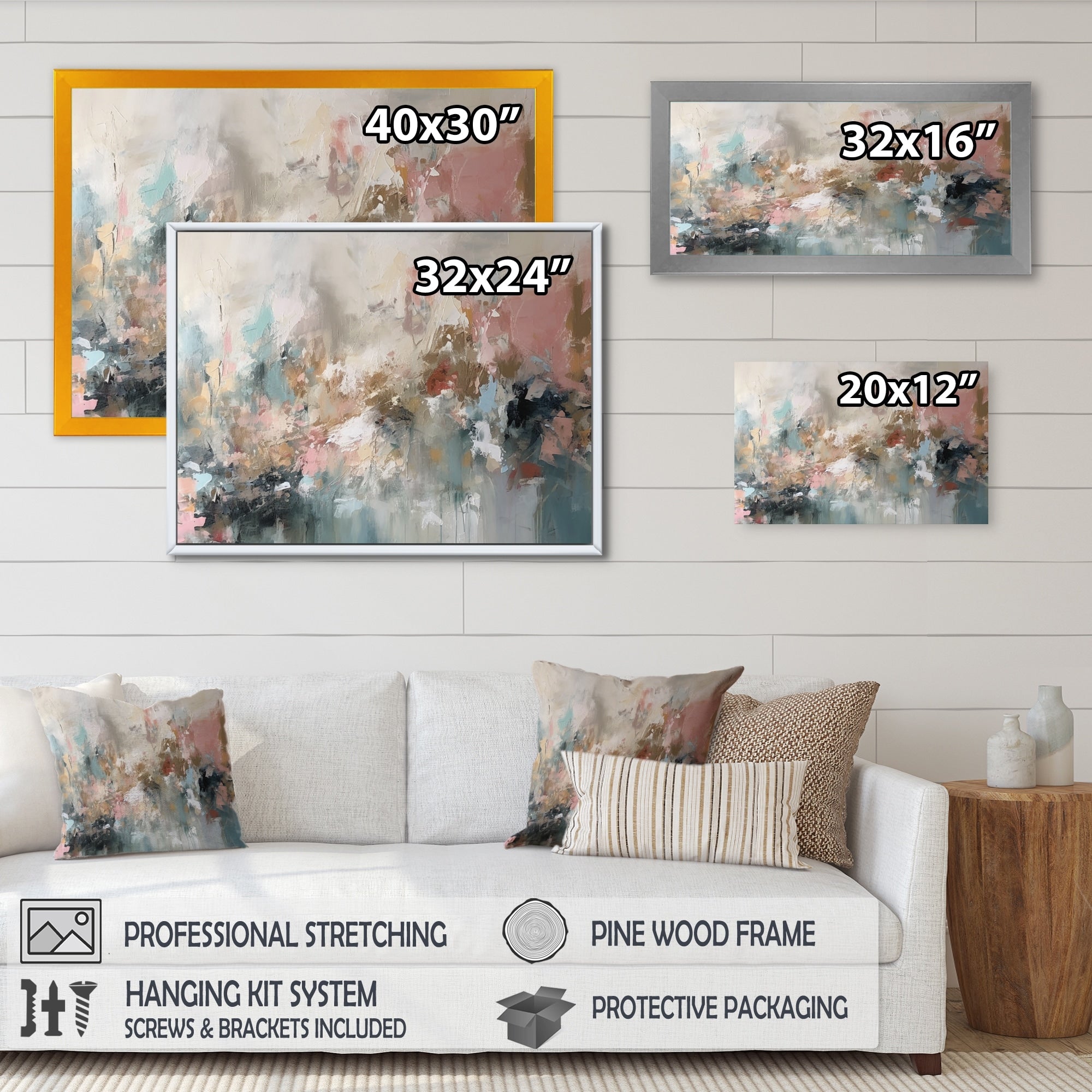 Designart Brushstroke Abstract Painting I Abstract Framed Wall Art For Living Room
