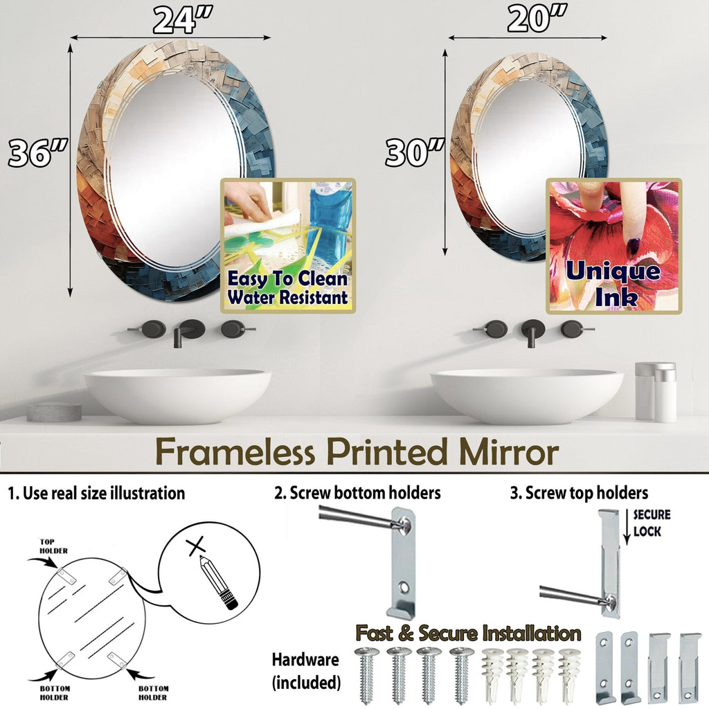 Miroir mural moderne abstrait en spirale avec collage Designart