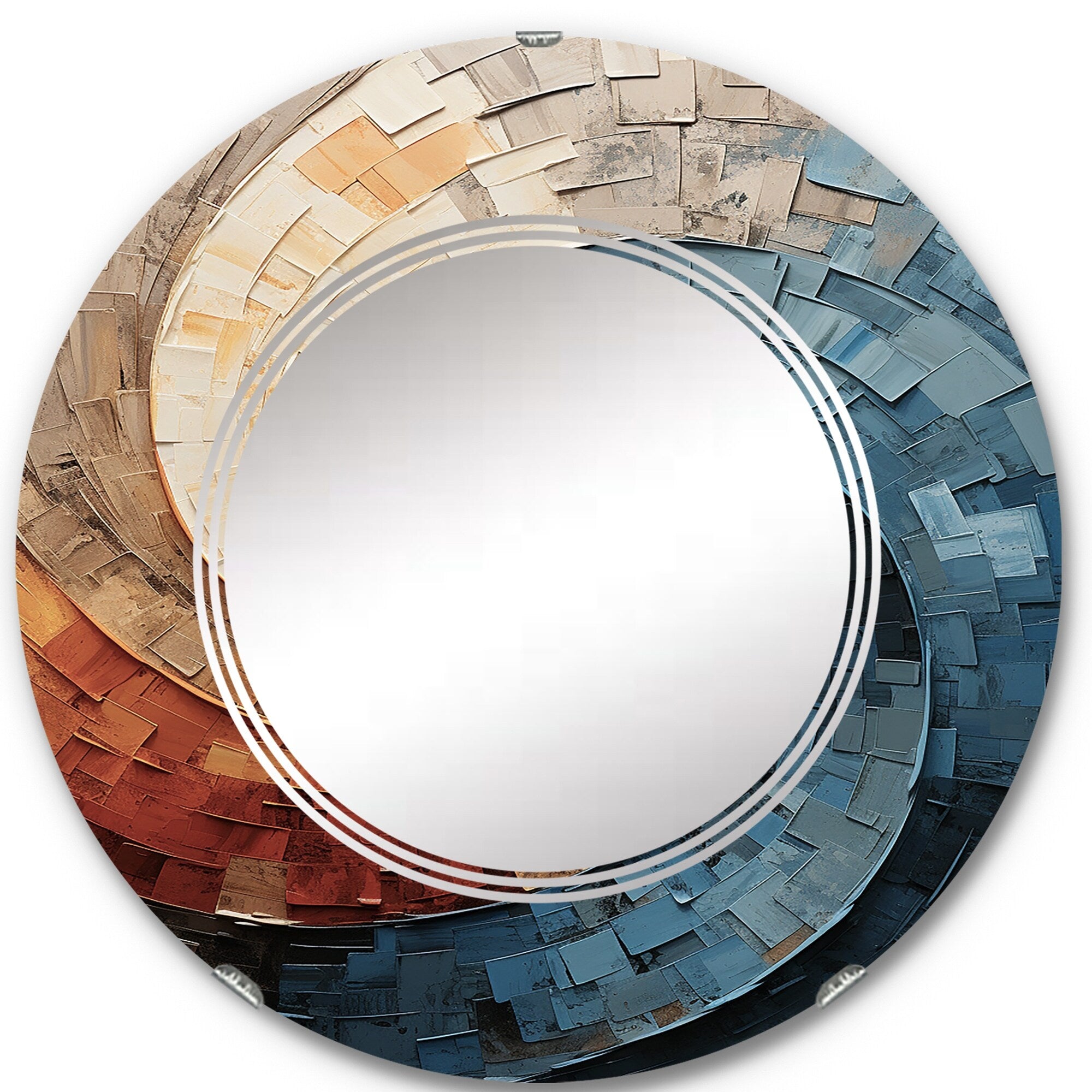 Miroir mural moderne abstrait en spirale avec collage Designart