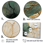 Designart Green Gold Minimalism Poteries I Abstract Spirals Framed Wall Art Living Room