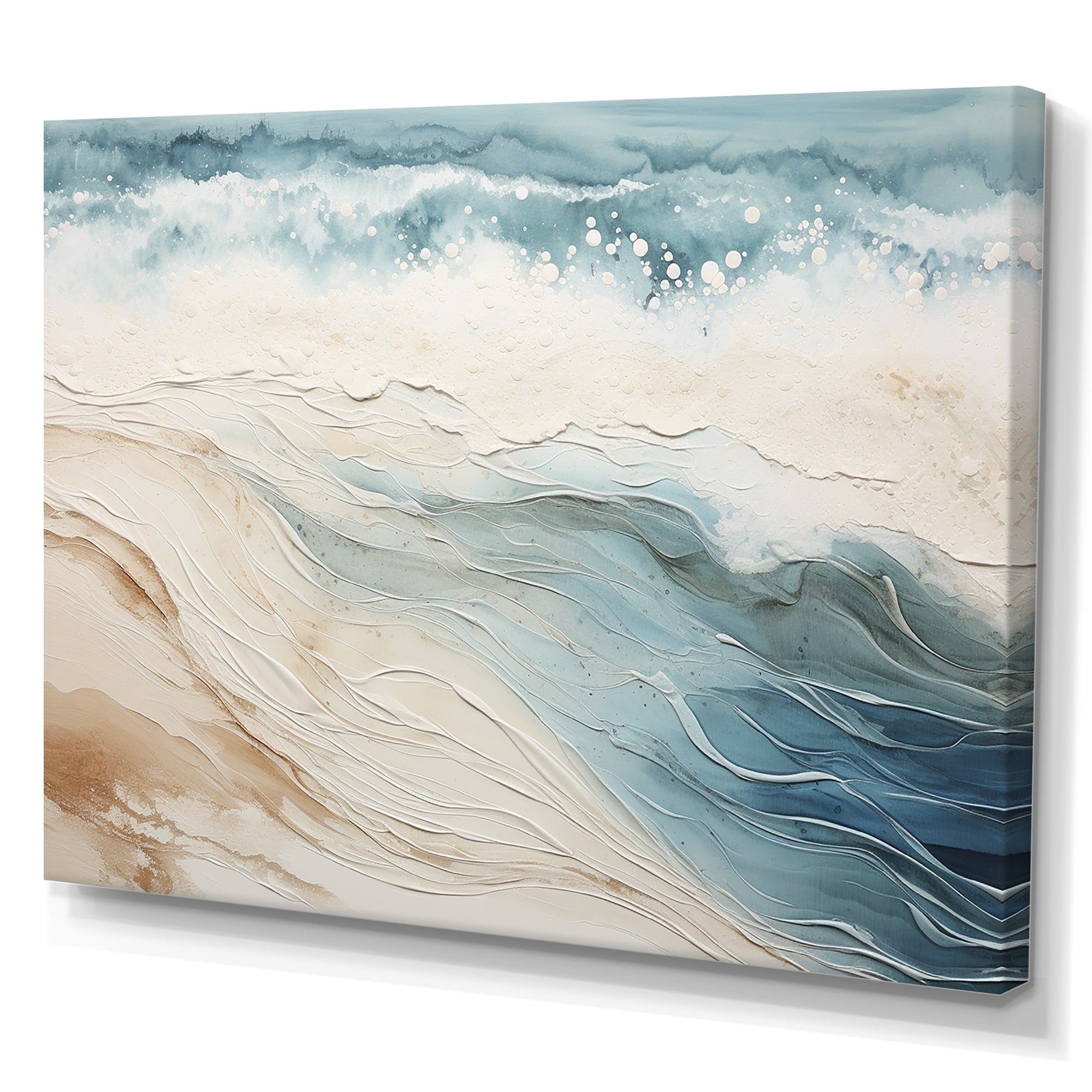 Designart Modern Blue And Beige Sand Aerial View V Coastal Beach Sand Wall Art