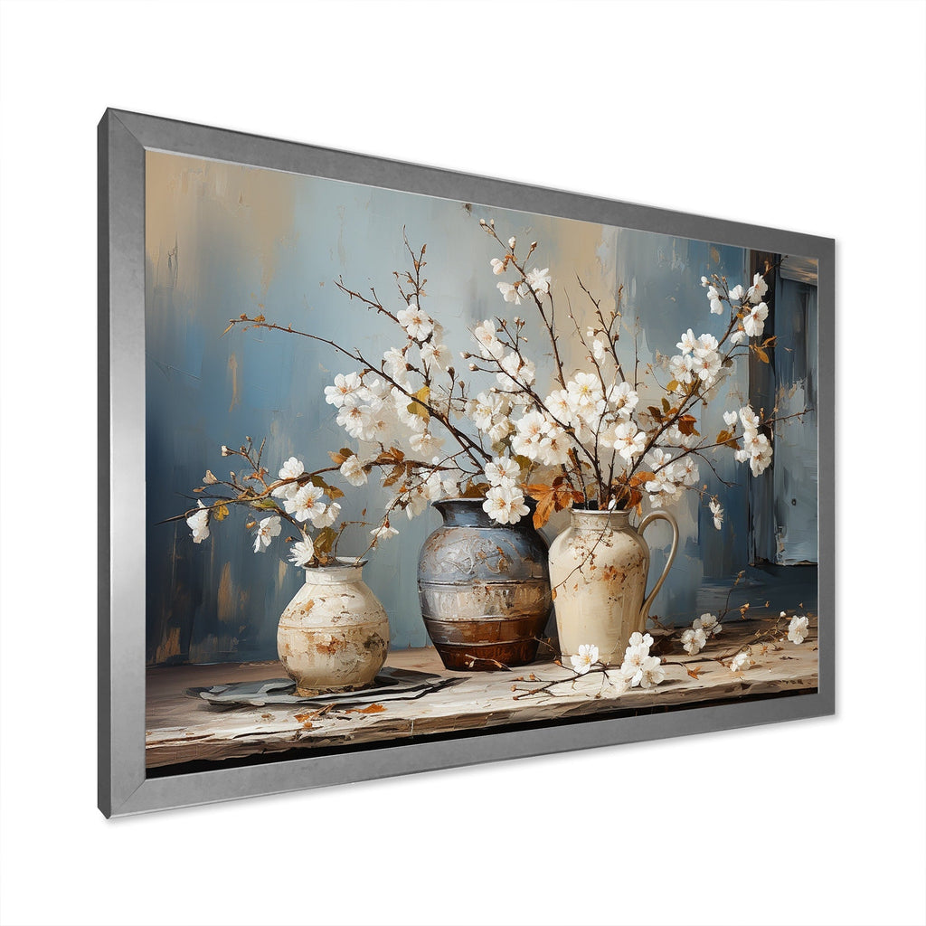 Designart Pottery And Flowers Still Life I Landscape Trees Framed Canvas Art Print