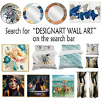 Designart Under Water Blue And White Corals Collage Coastal Framed Canvas Wall Art