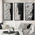 Designart Blanc et Noir Tranquility Unleashed III Abstrait Marbre Encadré Art Mural Ensemble De 3 Pour Décoration De Bureau