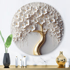 Designart White Orchid Tree Garden Of Branches VIII Tree Floral Metal Round Wall Art Print On Metal