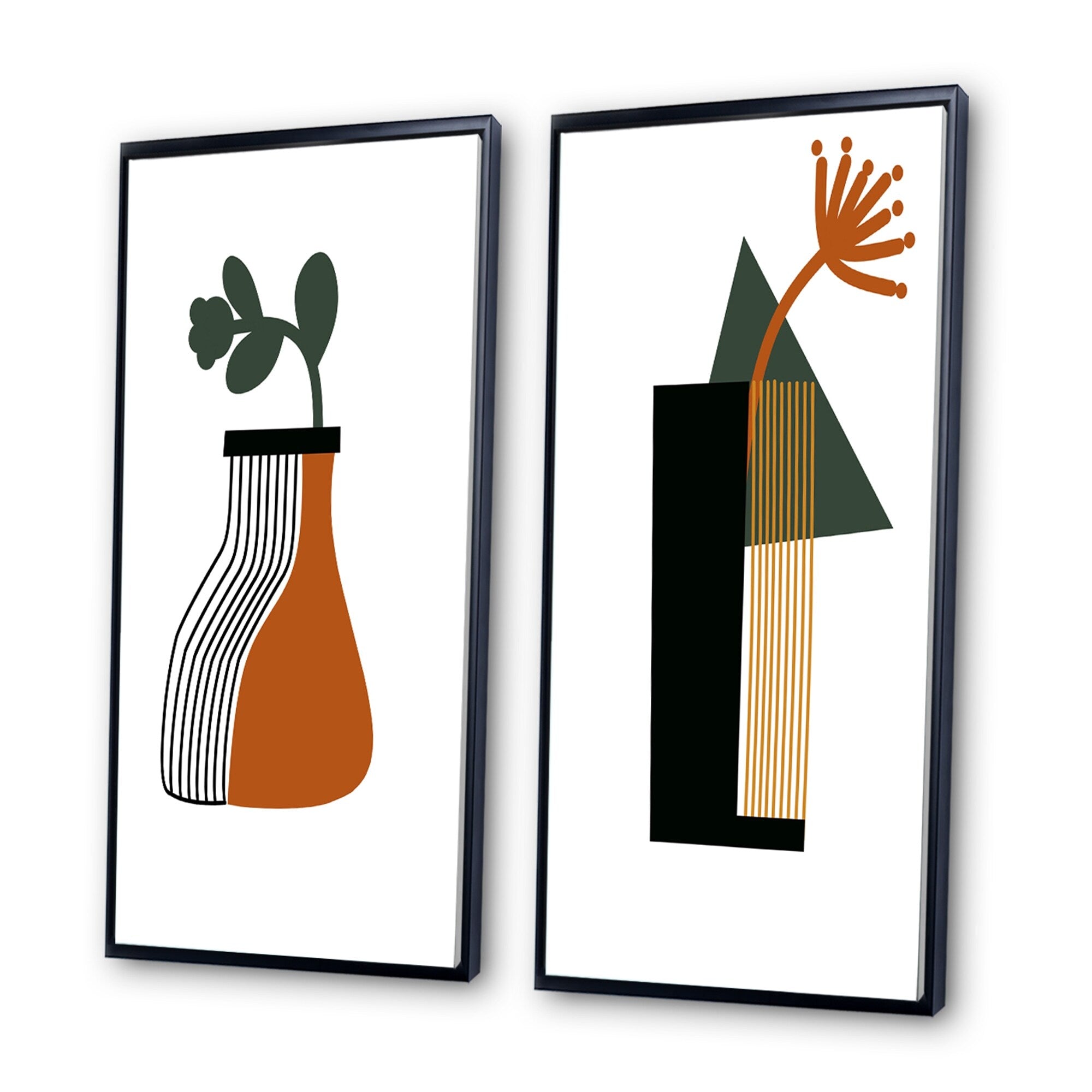 Designart Bohemian Mid Century Geometric Typography VI Geometric Framed Art Set of 2 Pieces