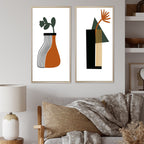 Designart Bohemian Mid Century Geometric Typography VI Geometric Framed Art Set of 2 Pieces