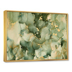Designart Green Luxury Abstract Fluid Art I Modern Framed Canvas Wall Art Print