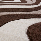 Designer Area Rug with Contour Cut and Modern Wave Pattern