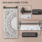 Décoration murale en bois blanc ivoire vieilli avec des accents noirs (lot de 2)