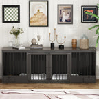 Meubles pour cage à chien - Niche en bois avec séparateur de pièce et 2 tiroirs