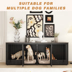 Meubles pour cage à chien - Niche en bois avec séparateur de pièce et 2 tiroirs