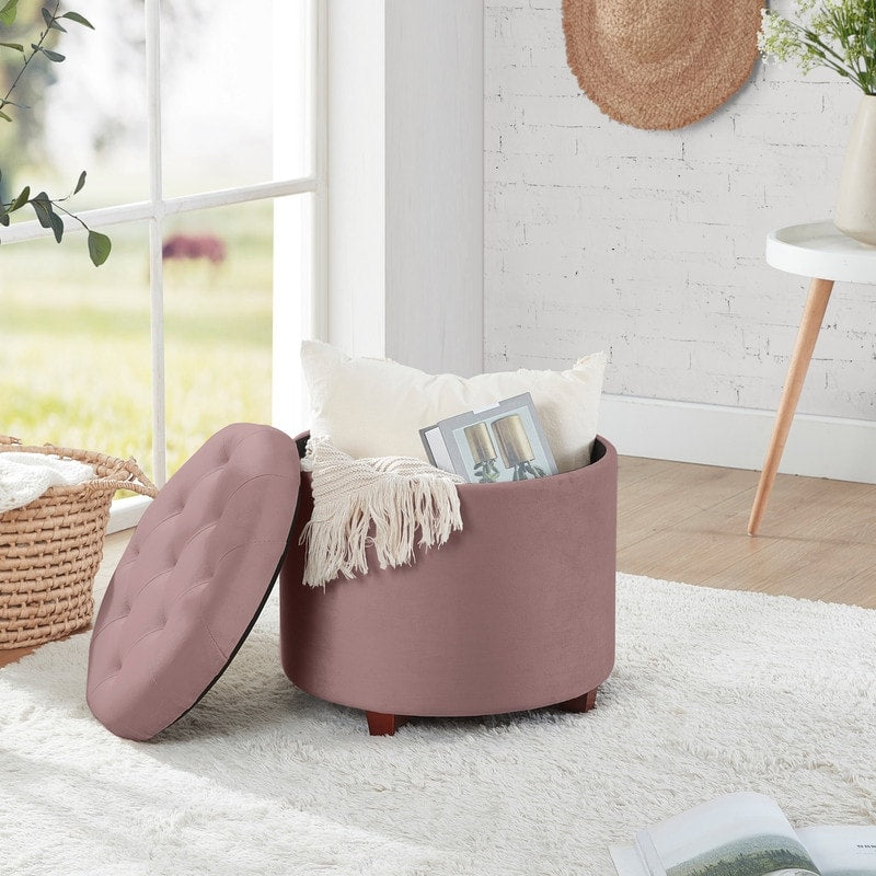 Donovan Tufted Round Storage Ottoman