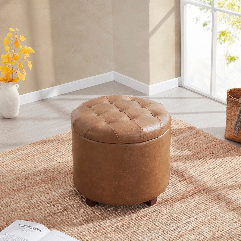 Donovan Tufted Round Storage Ottoman