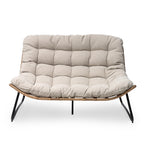 Fauteuil Papasan double avec coussin, rotin PE toutes saisons et cadre en métal pour intérieur et extérieur