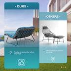 Fauteuil Papasan double avec coussin, rotin PE toutes saisons et cadre en métal pour intérieur et extérieur