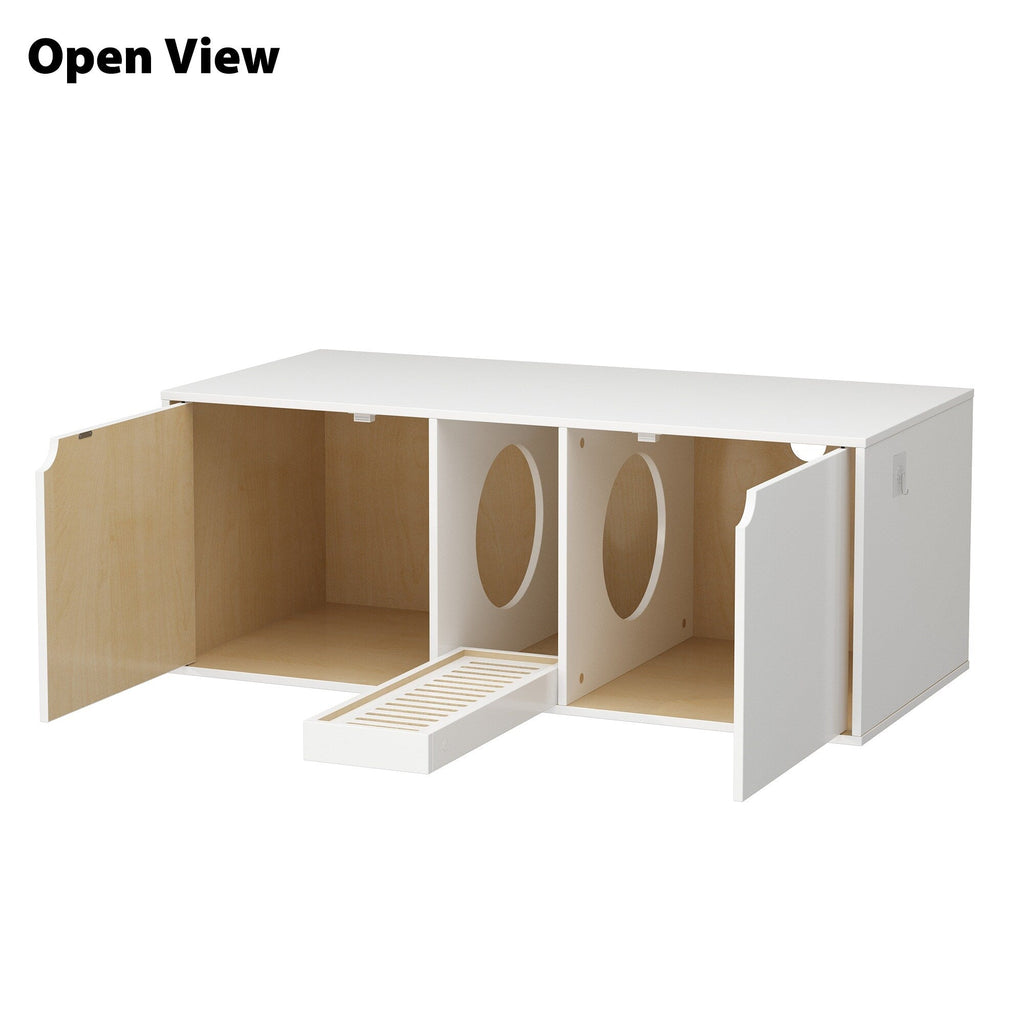 Dual-Compartment Cat Litter Box Enclosure Multi-Functional Furniture