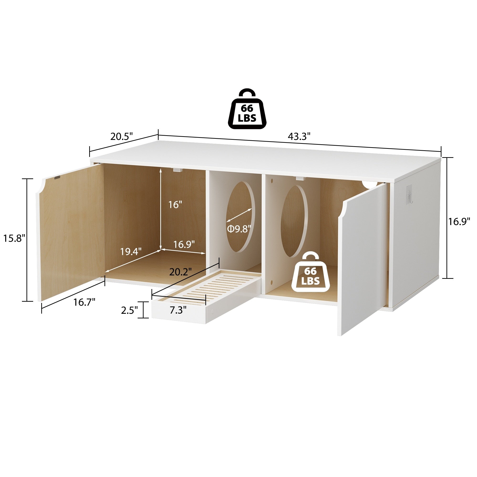 Dual-Compartment Cat Litter Box Enclosure Multi-Functional Furniture