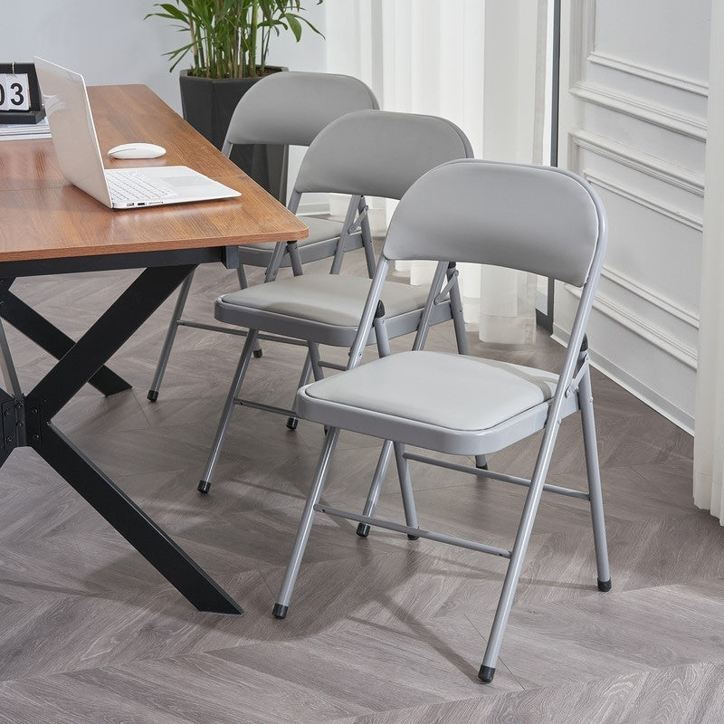 Elegant Foldable Iron & PVC Chairs for Convention & Exhibition White