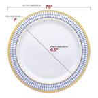 Elegant Gold Chord Rim Disposable Plastic Plate Packs - Party Supplies