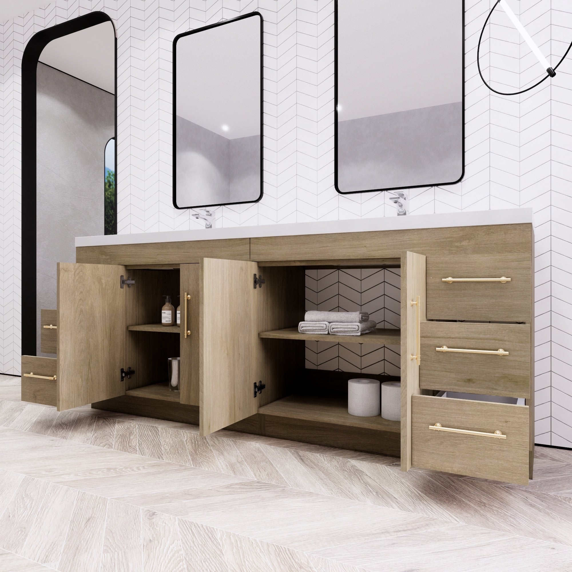 Meuble-lavabo autoportant Eliza de 72 po avec double vasque