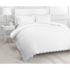 Embroidered Percale Crisp Cotton Double Scallopier Duvet Set and Sham