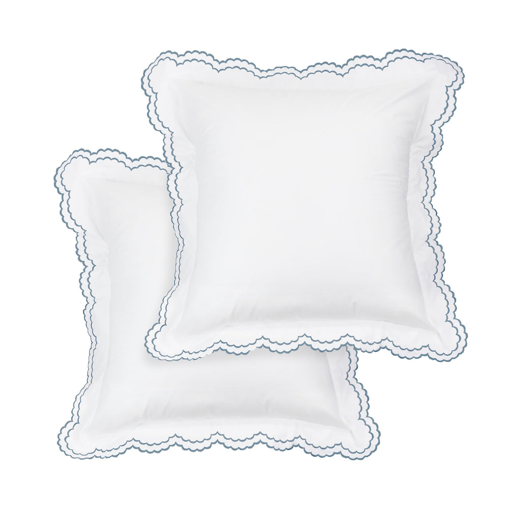 Embroidered Percale Crisp Cotton Double Scallopier Duvet Set and Sham
