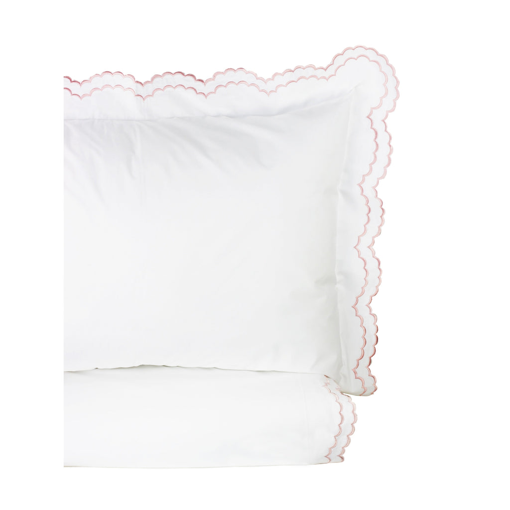 Embroidered Percale Crisp Cotton Double Scallopier Duvet Set and Sham