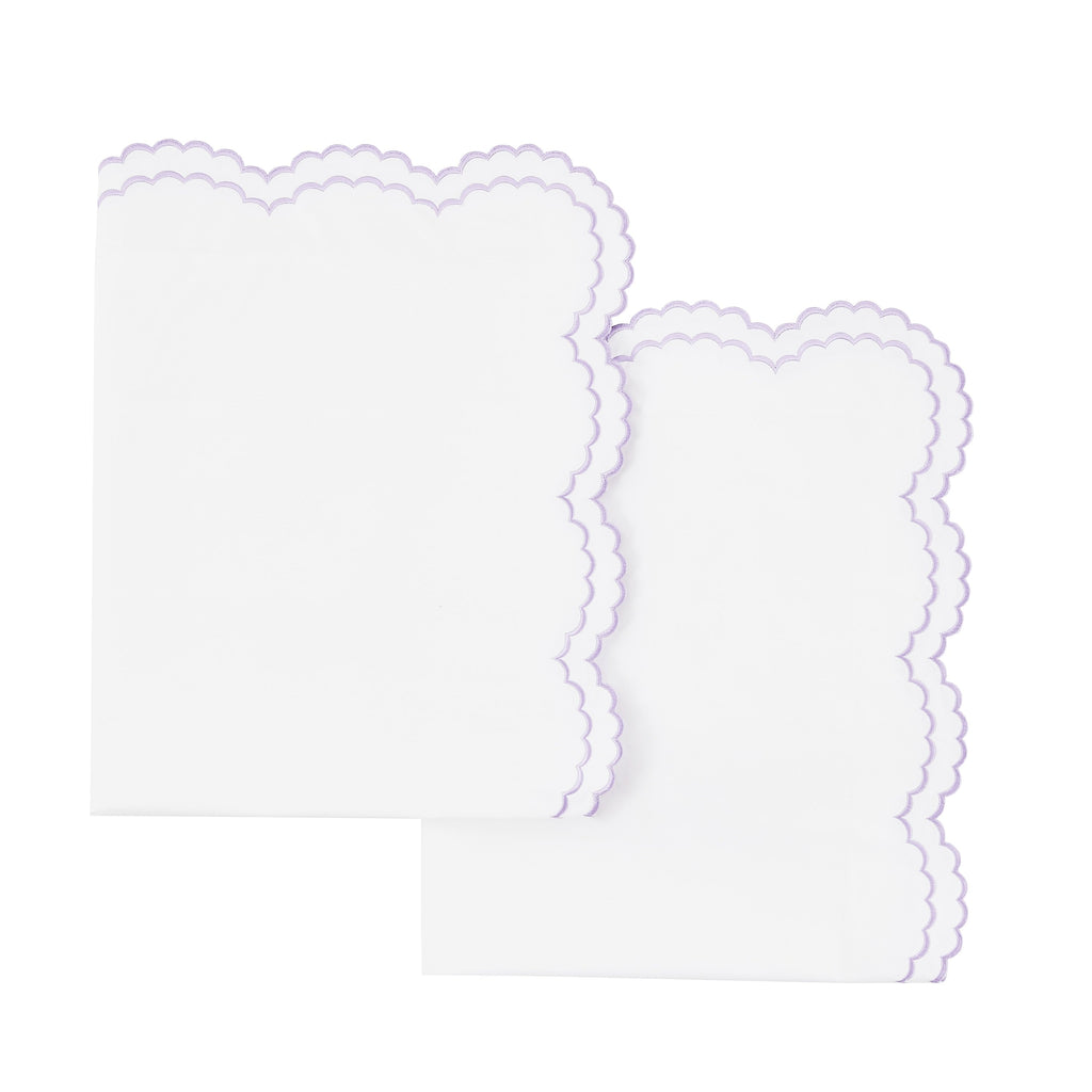 Embroidered Percale Crisp Cotton Double Scallopier Duvet Set and Sham