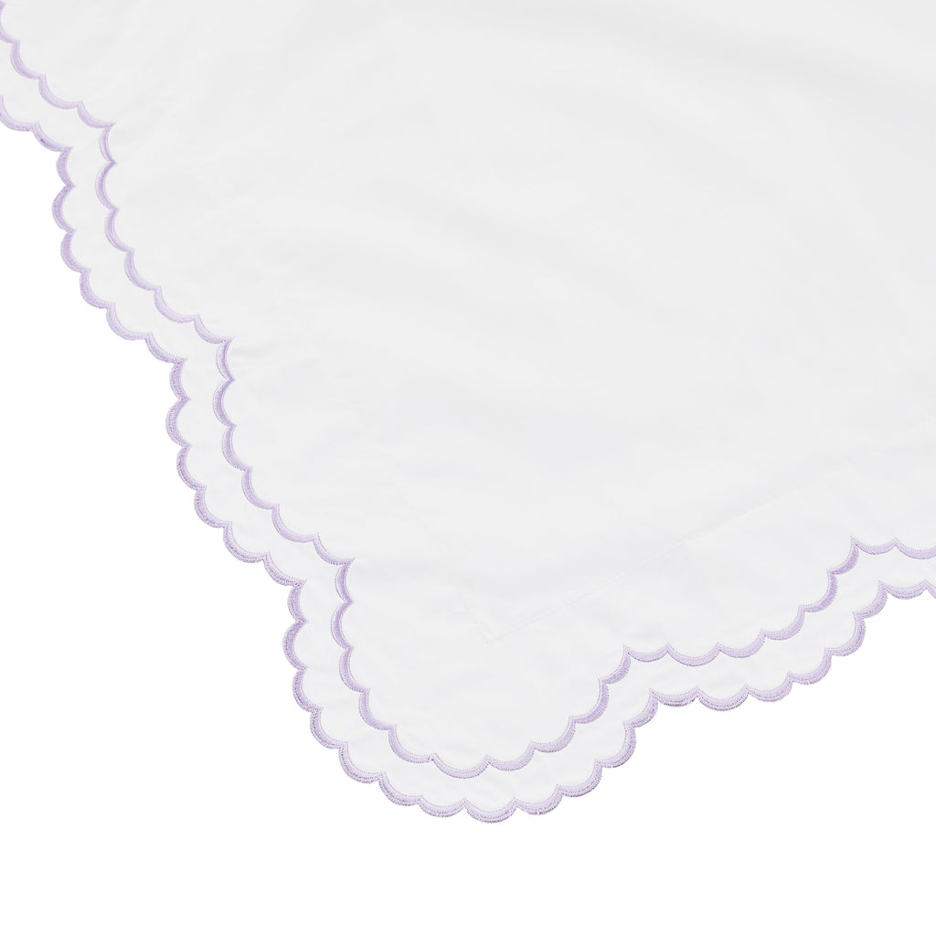 Embroidered Percale Crisp Cotton Double Scallopier Duvet Set and Sham