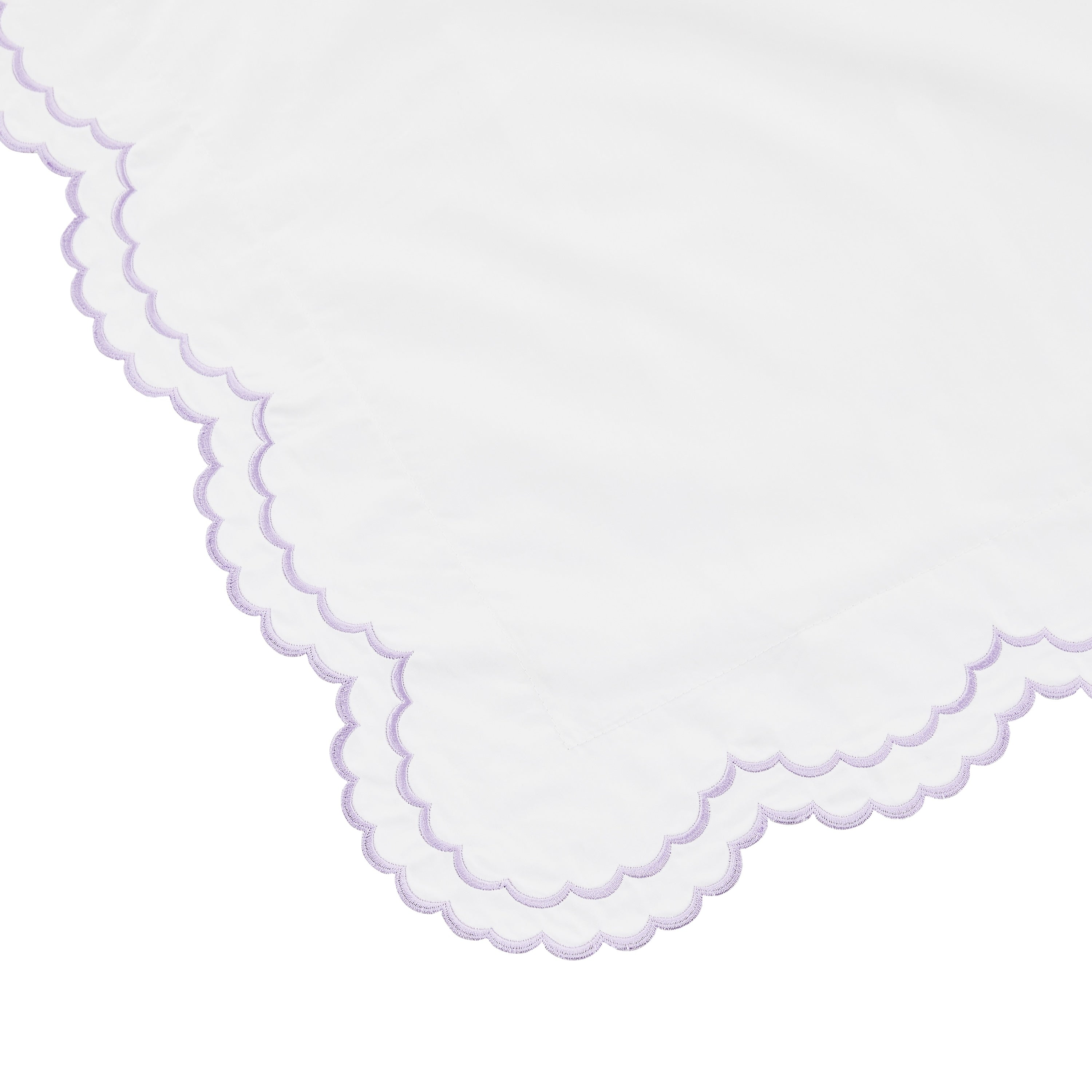 Embroidered Percale Crisp Cotton Double Scallopier Duvet Set and Sham