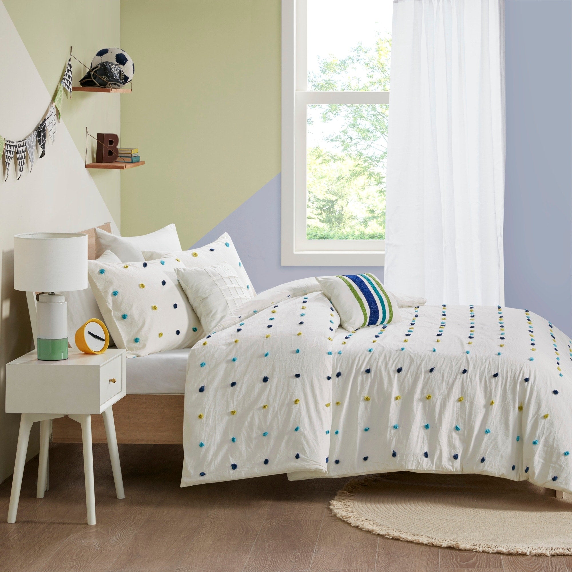 Ensley Cotton Jacquard Pom Pom Comforter Set by Intelligent Design Kids