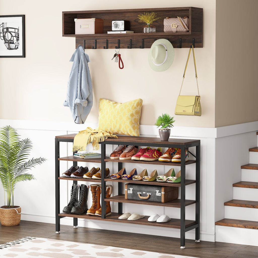 Ensemble de porte-manteaux et de bancs à chaussures pour entrée, porte-manteaux et porte-chaussures de style industriel