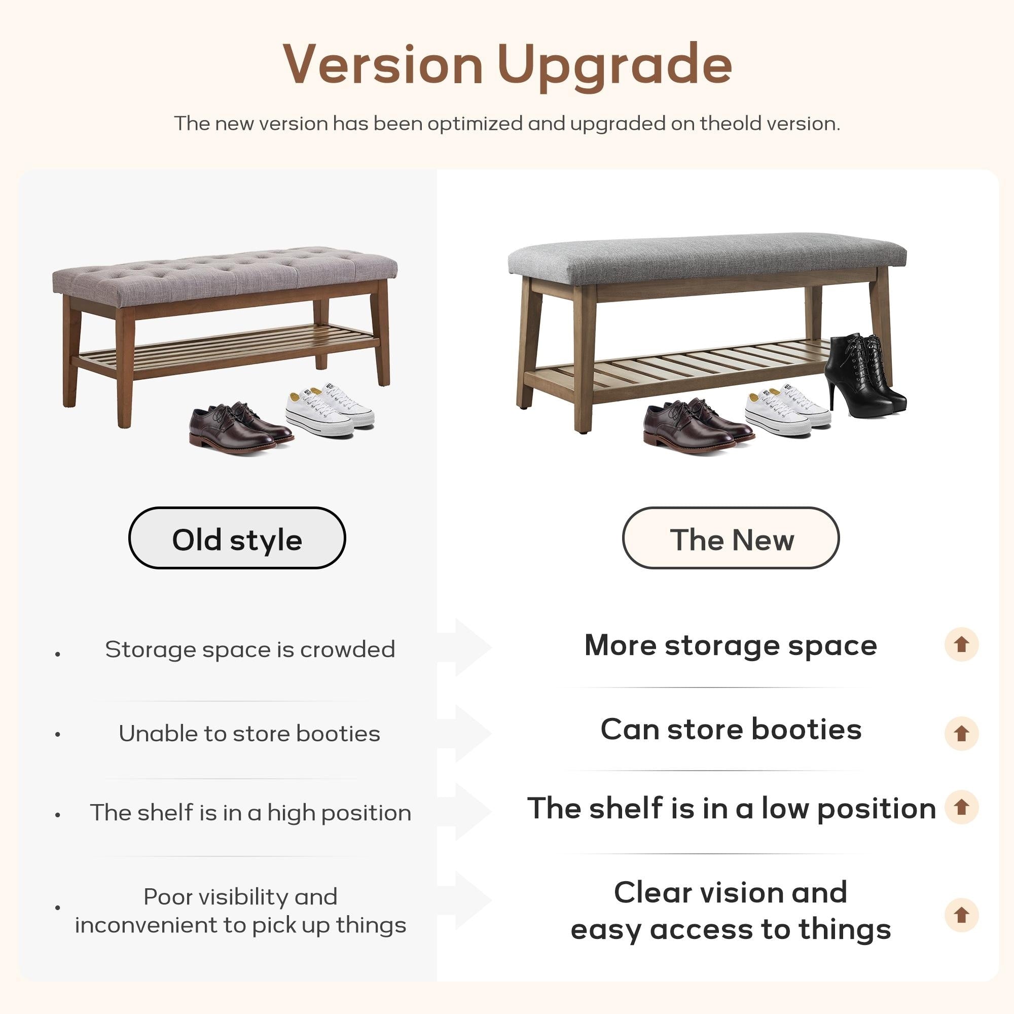 Banc à chaussures d'entrée Banc de rangement Banc rembourré