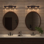ExBrite Farmhouse 3-lights Bathroom Dimmable Iron Black Vanity Lights Wall Sconces