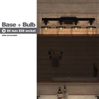 ExBrite Farmhouse 3-lights Bathroom Dimmable Iron Black Vanity Lights Wall Sconces