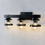 ExBrite Farmhouse 3-lights Bathroom Dimmable Iron Black Vanity Lights Wall Sconces