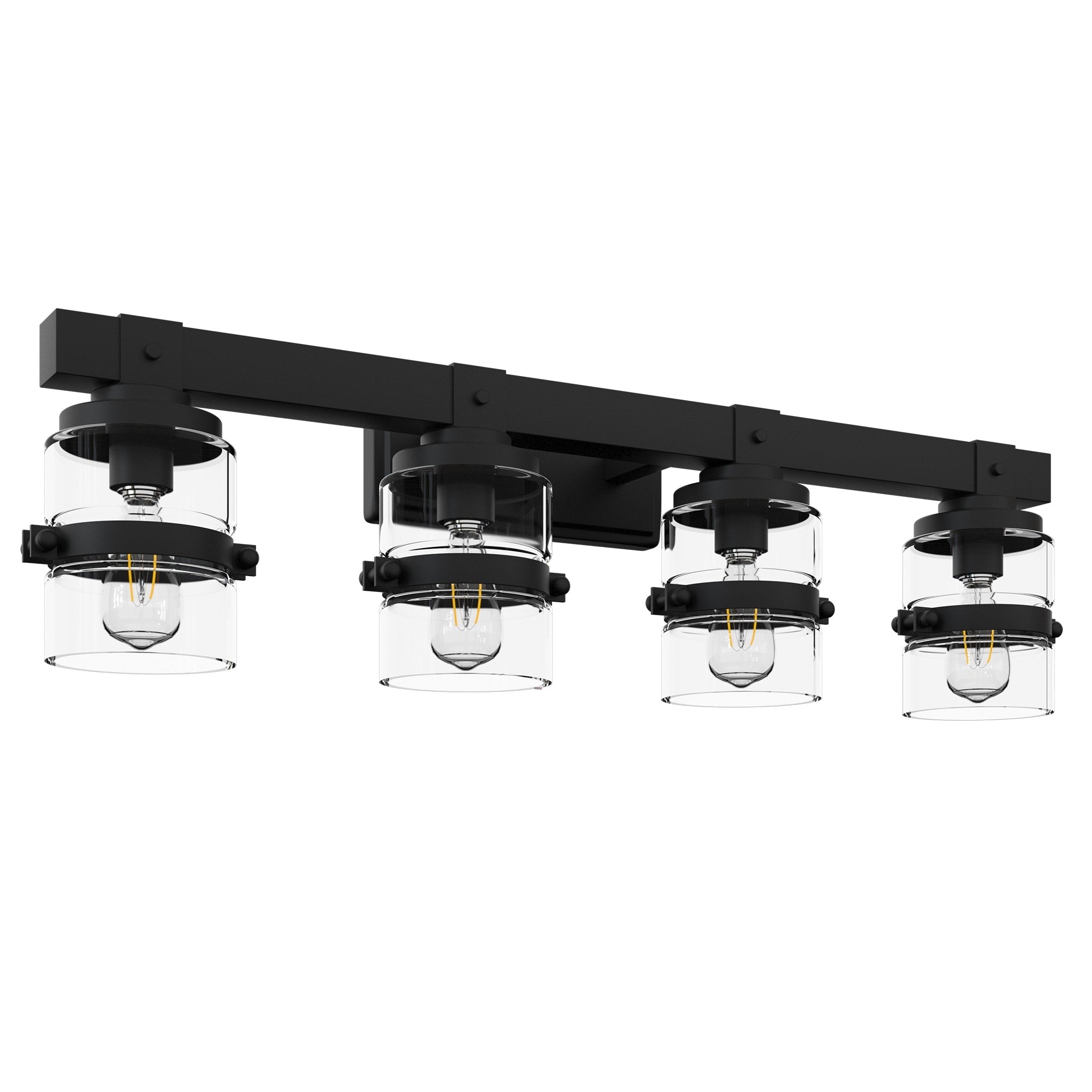 ExBrite Farmhouse 3-lights Bathroom Dimmable Iron Black Vanity Lights Wall Sconces