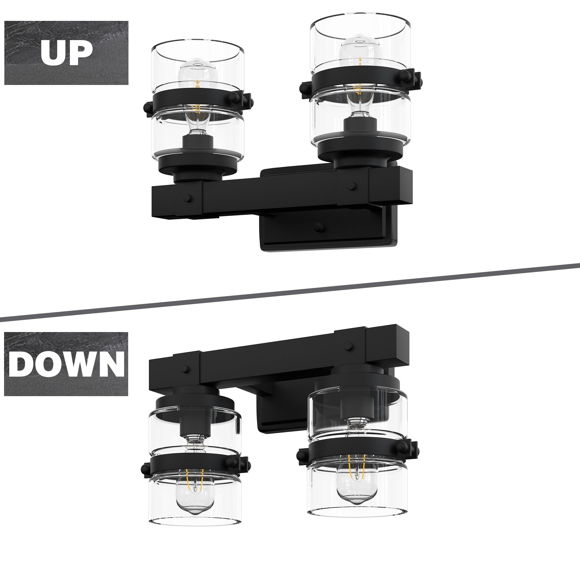 ExBrite Farmhouse 3-lights Bathroom Dimmable Iron Black Vanity Lights Wall Sconces