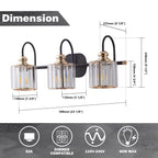 ExBrite Modern Rose Gold 1/2/3/4/5-light Bathroom Dimmable Crystal Vanity Lights Wall Sconces