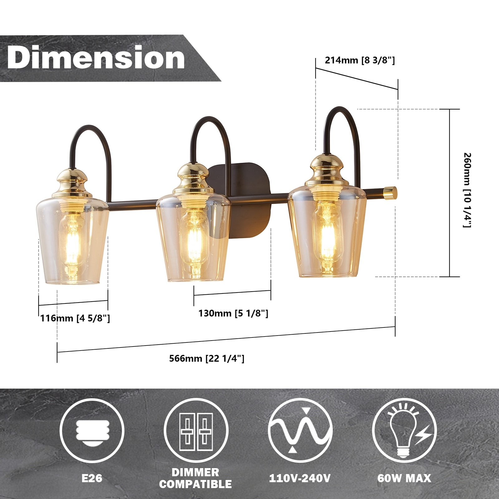 ExBrite Modern Rose Gold 1/2/3/4/5-light Bathroom Dimmable Crystal Vanity Lights Wall Sconces