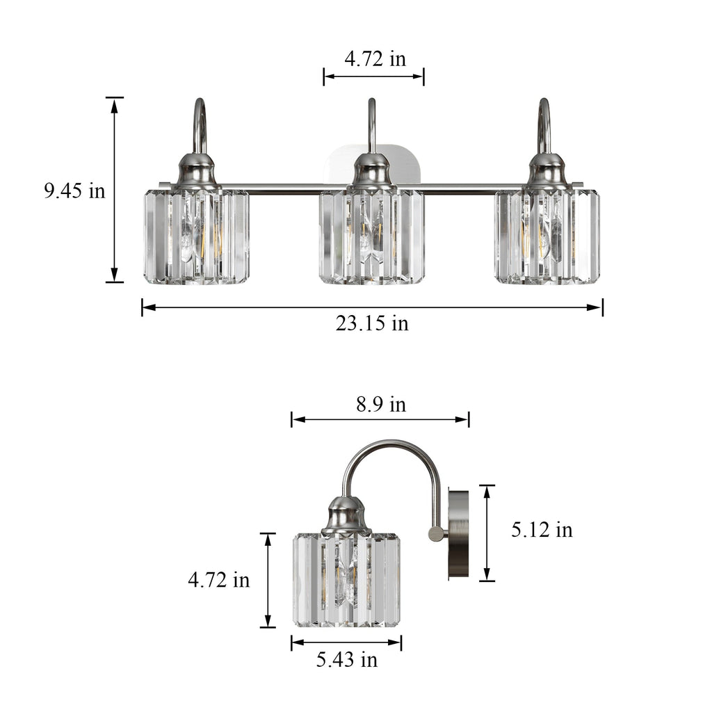 ExBrite Modern Rose Gold 1/2/3/4/5-light Bathroom Dimmable Crystal Vanity Lights Wall Sconces