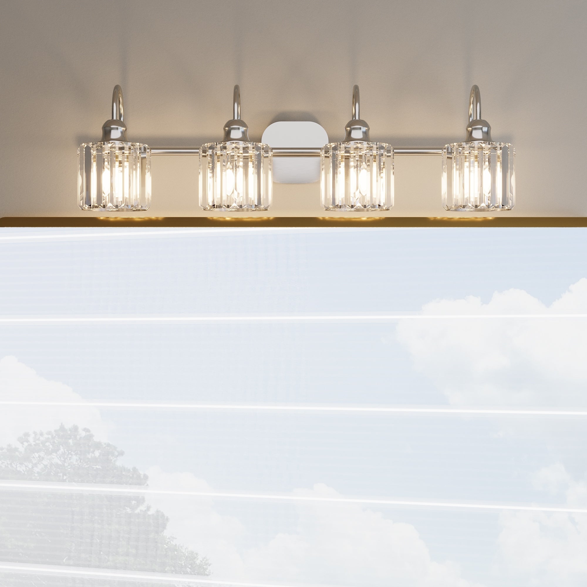 ExBrite Modern Rose Gold 1/2/3/4/5-light Bathroom Dimmable Crystal Vanity Lights Wall Sconces