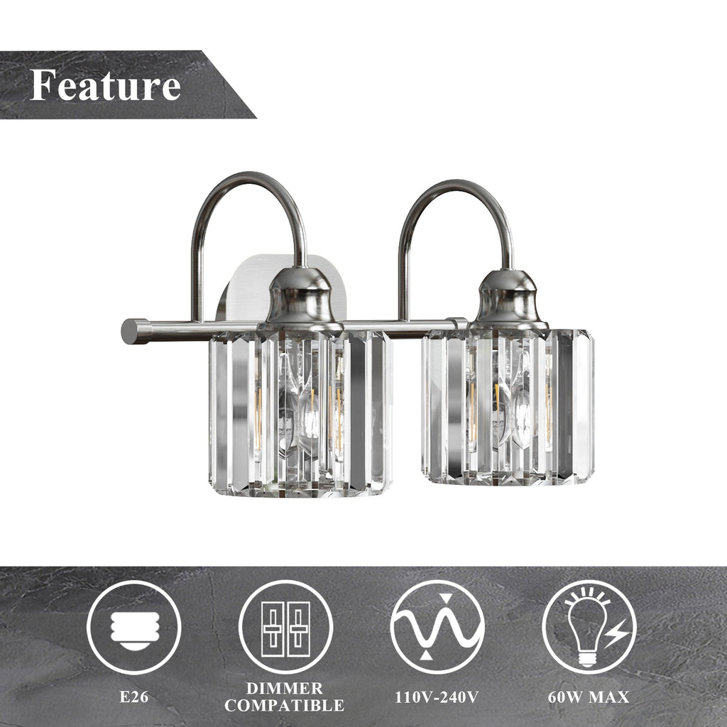 ExBrite Modern Rose Gold 1/2/3/4/5-light Bathroom Dimmable Crystal Vanity Lights Wall Sconces