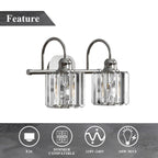 ExBrite Modern Rose Gold 1/2/3/4/5-light Bathroom Dimmable Crystal Vanity Lights Wall Sconces