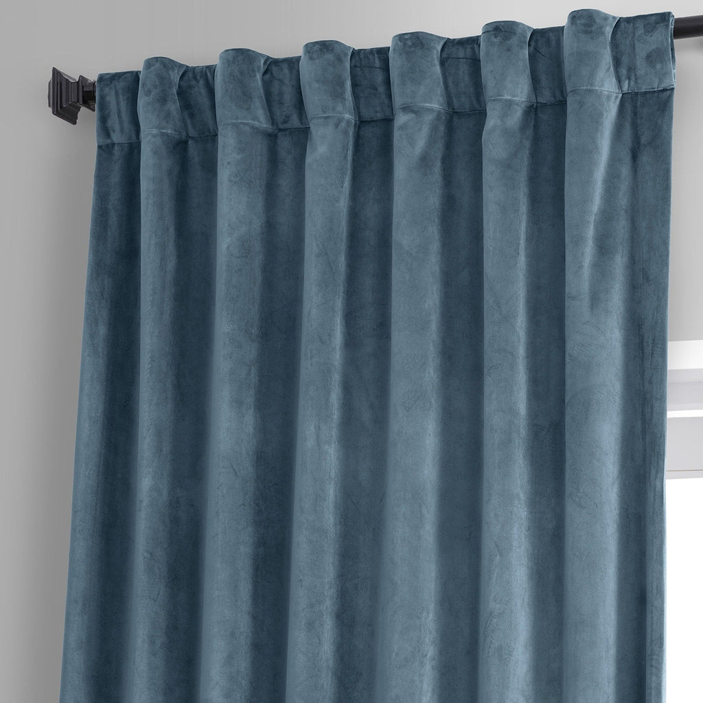 Exclusive Fabrics Signature Plush Velvet Hotel Blackout Curtains (1 Panel) - Luxury Soft Drapery for Light Control & Elegance