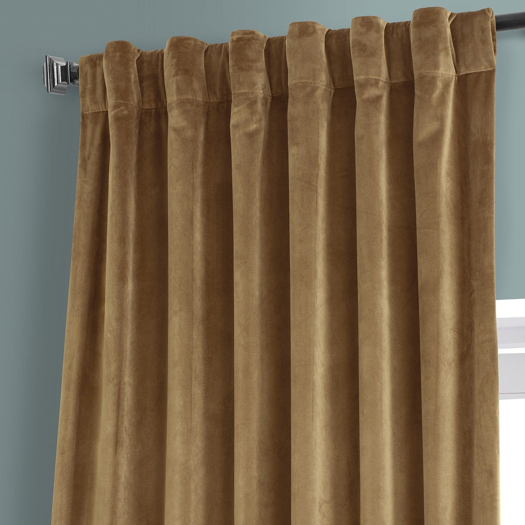 Exclusive Fabrics Signature Plush Velvet Hotel Blackout Curtains (1 Panel) - Luxury Soft Drapery for Light Control & Elegance