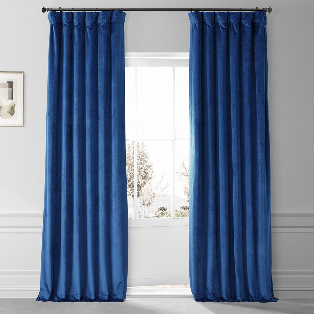 Exclusive Fabrics Signature Plush Velvet Hotel Blackout Curtains (1 Panel) - Luxury Soft Drapery for Light Control & Elegance